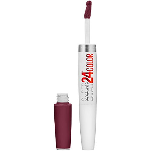 Maybelline Super Stay 24, 2-Step Liquid Lipstick, Long Lasting Highly Pigmented Color with Moisturizing Balm, Merlot Armour, Red, 1 oz