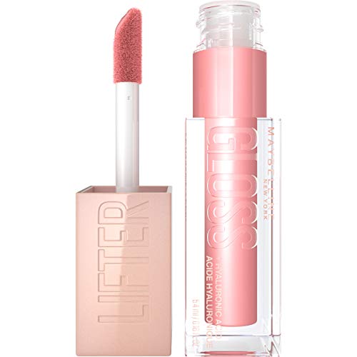 Maybelline Lifter Gloss, Hydrating Lip Gloss with Hyaluronic Acid, High Shine for Fuller Looking Lips, XL Wand, Reef, Peachy Neutral, 0.18 Ounce
