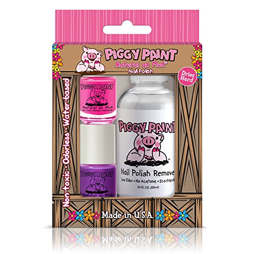 Piggy Paint - 100% Non-Toxic Girls Nail Polish, Safe, Chemical Free, Low Odor for Kids - 2 Polish Gift and 1 Remover Set (Remover Set)