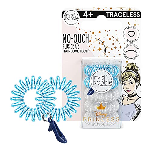 invisibobble Kids Spiral Hair Ring - No-Ouch Coil Hair Ties with Strong Grip, Non-Soaking, High Wearing Comfort Updo Tool for Girls Toddlers and Kids (Princess Cinderella (5-Pack))