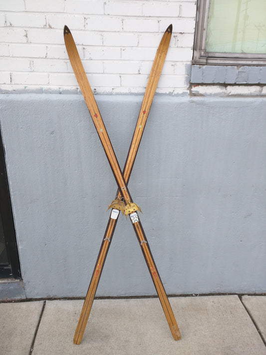 Lampinen Cross Country Skis Wood Wooden Vintage