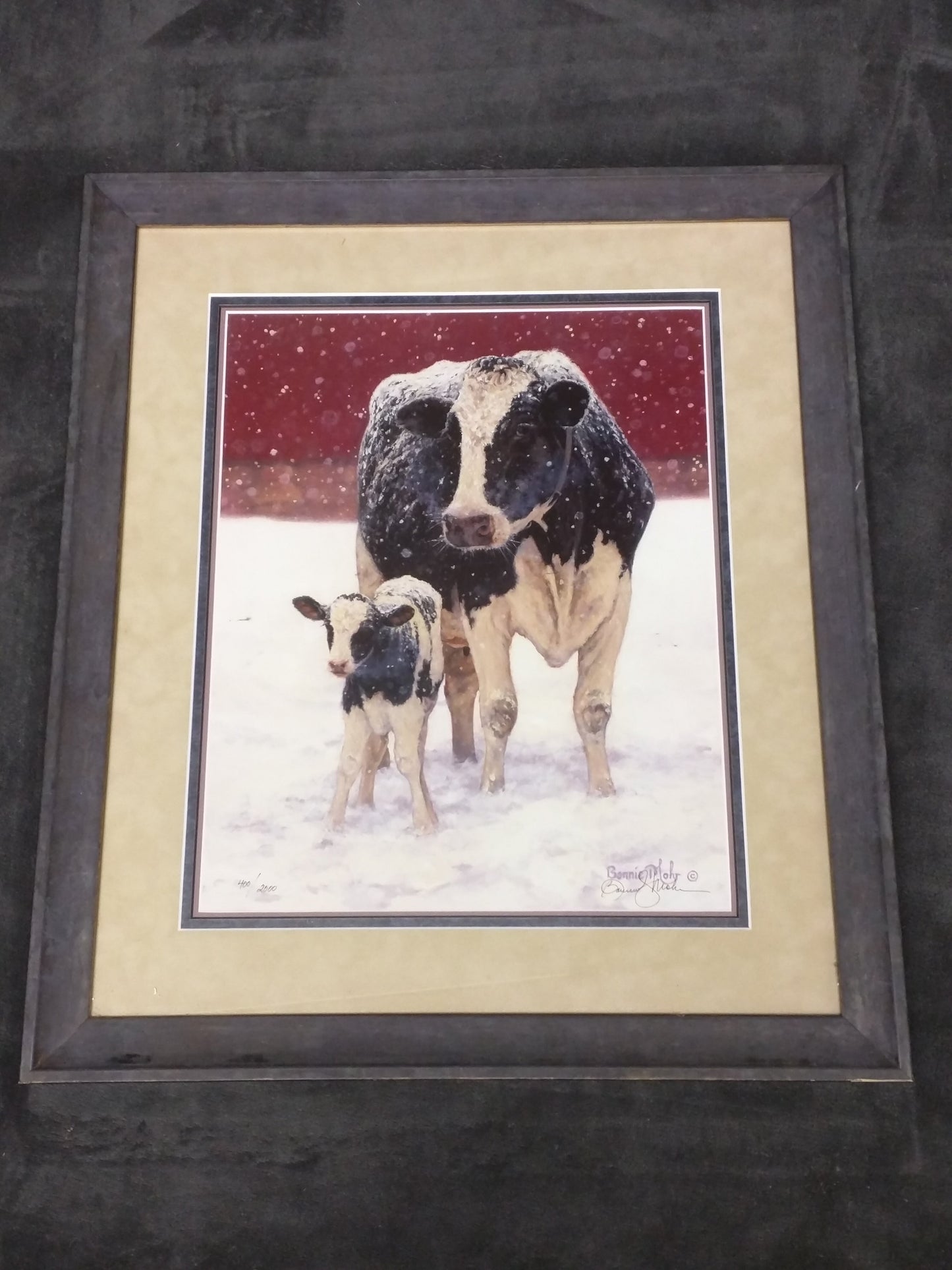 Cow Calf First Christmas Bonnie Mohr Signed Numbered Print