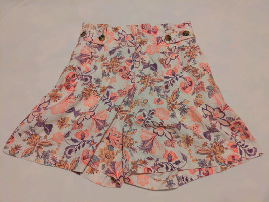 6 Who What Where Womens Shorts Floral pink white purple buttons   Used