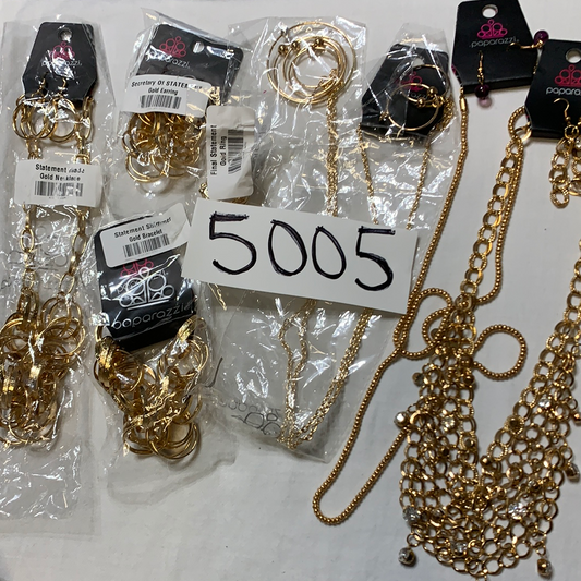 5005 Jewelry Lot 7pc Gold Circle Set Necklace Etc Paparazzi