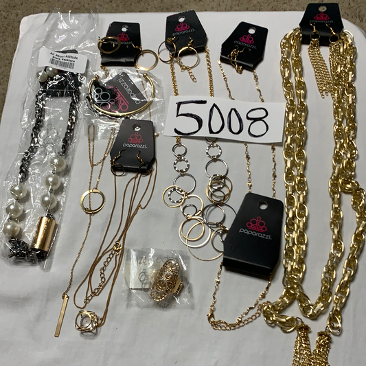 5008 Jewelry Lot 9pc Gold Necklaces Etc Paparazzi