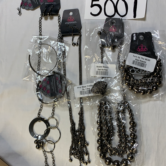 5001 Gorgeous Jewelry Lot 7pc  Black Set Paparazzi