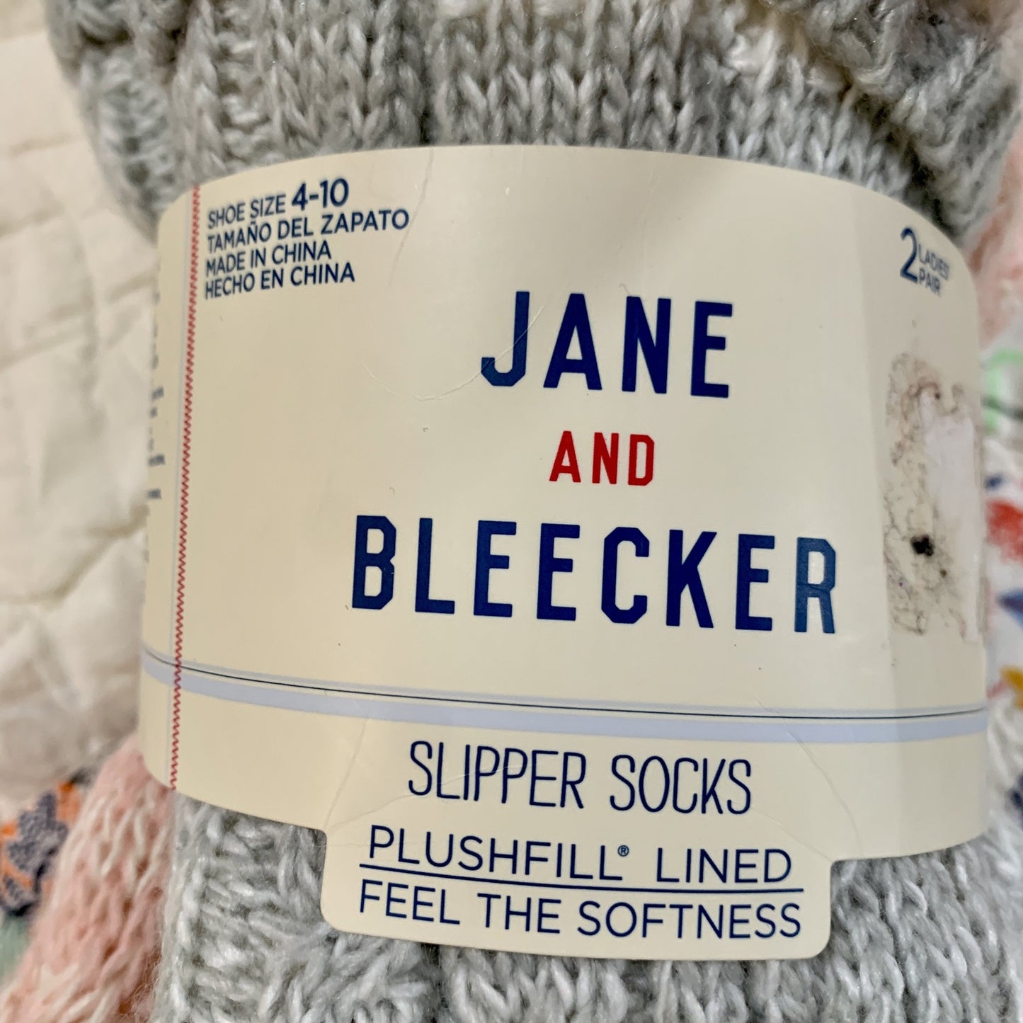 2Pr  Sz 4-10 Jane Bleecker Knit Slipper Socks New Winter 152